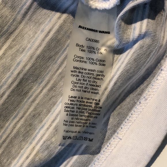 T by Alexander Wang Black Short-Sleeve Striped Gathered-Front Tee - Picture 10 of 10